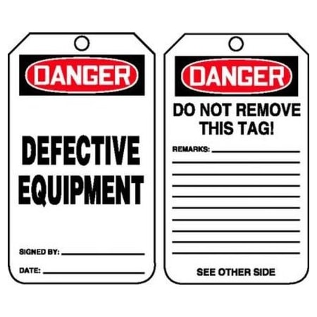 OSHA DANGER SAFETY TAG DEFECTIVE MDT229CTP